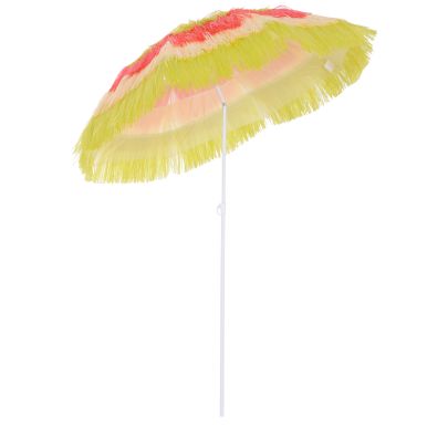 Outsunny Patio Garden Hawaii Beach Sun Umbrella Sunshade Hawaiian Folding Tilting Crank Parasol-Rainbow