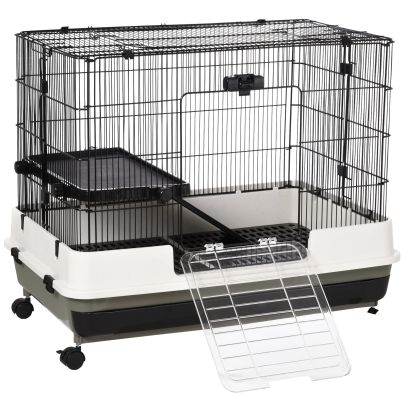  Small Animal Steel Wire Rabbit Cage Pet Play House  W/ Waste Tray Black