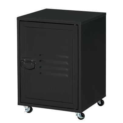 Rolling Storage Cabinet File Cabinet With Adjustable Shelf, Metal Door Black
