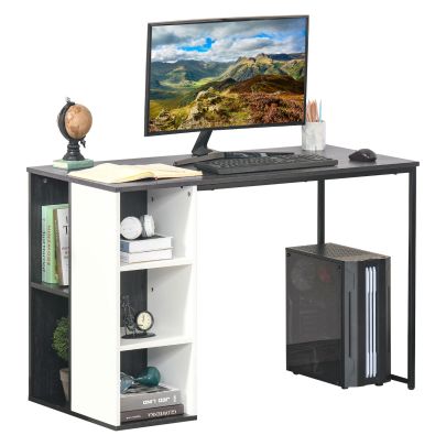  Home Office Computer Desk with Storage Shelves Writing Table Workstation, Grey