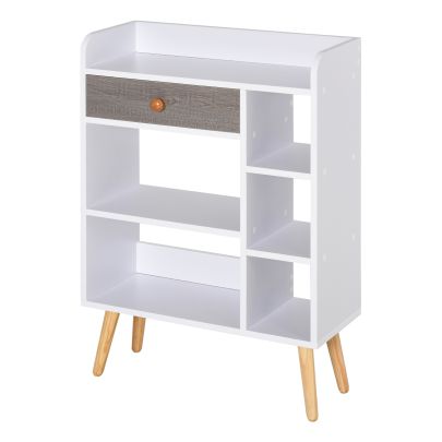  Particle Board 7-Compartment Shelving Unit White/Brown