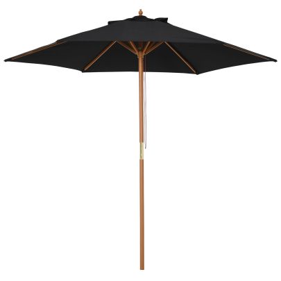 2.5m Wood Garden Parasol Sun Shade Patio Outdoor Wooden Umbrella Canopy Teak