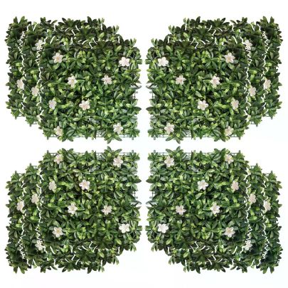 Outsunny 12PCS Artificial Boxwood Wall Panels 20" x 20" Rhododendron Privacy Fence Screen Faux Hedge Greenery Backdrop for Garden Backyard Balcony