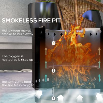 Outsunny Metal Wood burning Smokeless Fire Pit, Black