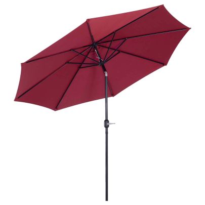 Outsunny 3(m) Tilting Parasol Garden Umbrellas, Outdoor Sun Shade with 8 Ribs, Tilt and Crank Handle for Balcony, Bench, Garden, Wine Red