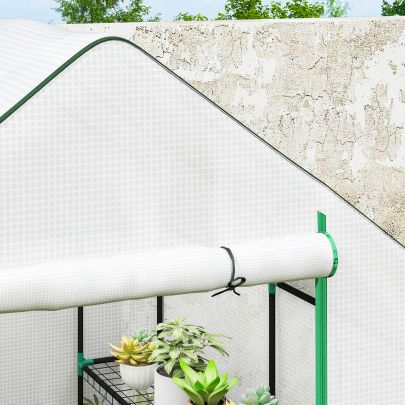 Outsunny 143 x 140cm Walk In Greenhouse, with Accessories White
