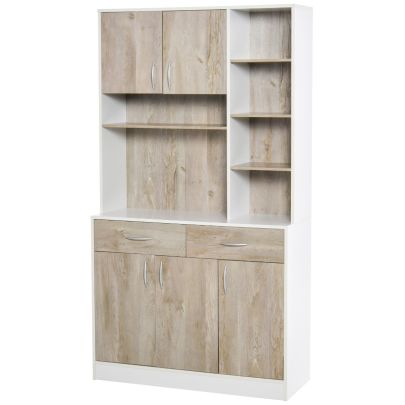  Kitchen Buffet with Hutch Multi Storage Cupboard Cabinet Server Sideboard with Drawers, 100W x 39D x 180Hcm