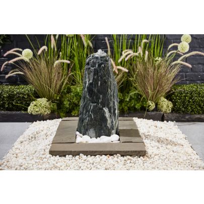 Marble Monolith Shamrock Green 50cm Natural Stone Solar Water Feature