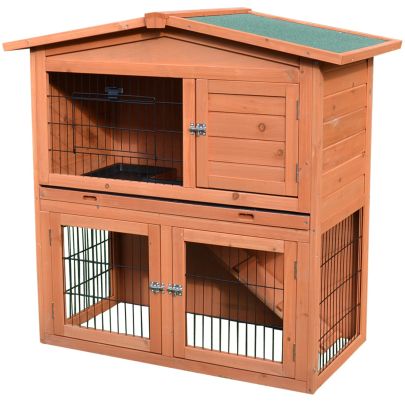  Small Animals 2-Tier Guinea Pigs Hutches Fir Wood Hutch