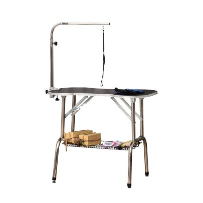  Pet Foldable Grooming Table w/ Adjustable Arm Non-Slip Tabletop Leash