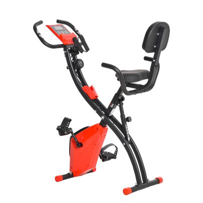  2-In-1 Upright Exercise Bike Adjustable Resistance Fitness Home Cycle Red