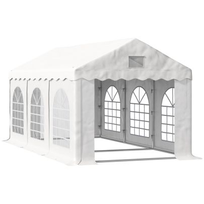 Outsunny 6 x 3 m Gazebo Canopy Party Tent with 4 Removable Side Walls and Windows for Outdoor Event, White
