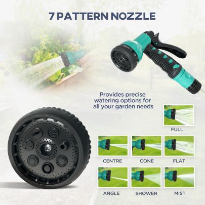 Outsunny Retractable Hose Reel Wall Mounted, 30+2m Garden Hose Pipe Reel with Lock, Auto Rewind, 7 in 1 Spray Nozzle, Includes Wall Fixings, 180? Swivel, Outdoor Watering, Grey