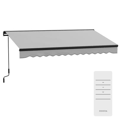 Outsunny 2.5 x 3.5m Aluminium Frame Electric Awning, with Remote Light Grey