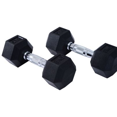  2x5kg Rubber Dumbbell Sports Hex Weights Sets Gym Fitness Lifting Home