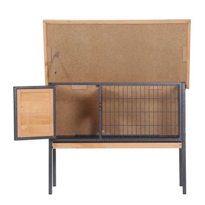  Wooden Guinea Pigs Hutches Elevated Pet House Bunny with Slide-Out Tray Outdoor Natural