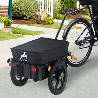   Cargo Trailer Bike Stroller Garden Trolley W/Carrier Utility Luggage & Wheels Black