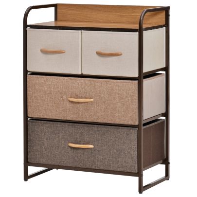  Drawers Storage Tower Dresser with Wood Top, Steel Frame Folding Organizer