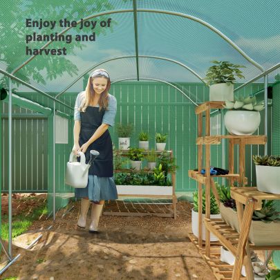 Outsunny 9.8 x 6.6ft Walk In Polytunnel Greenhouse Green