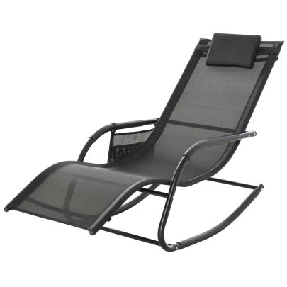  Breathable Mesh Rocking Chair for Indoor & Outdoor Recliner Seat w/ Headrest