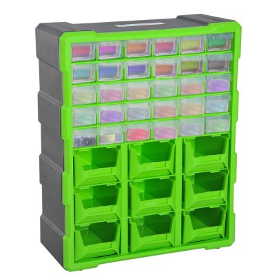 DURHAND 39 Drawer Storage Cabinets, 38Lx16Dx47.5H cm, Plastic-Green 