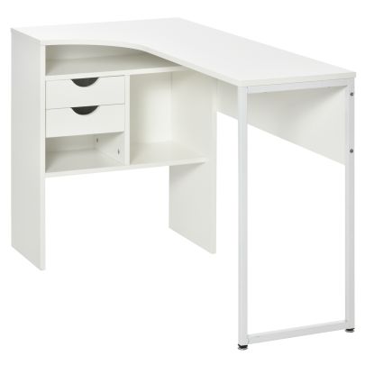  L-Shaped Corner Computer Desk Study Table with Storage Shelf Drawer Office Home