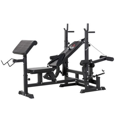  Multi-Position Olympic Home Gym Weight & Bar Rack w/ Chest Fly & Preacher Curls
