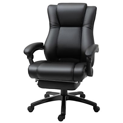 Vinsetto Executive Home Office Chair High Back PU Leather Recliner, w/ Foot Rest, Black