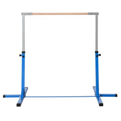  Adjustable Kids Gymnastics Bar Horizontal Training w/ Steel Frame Wood Bar Blue
