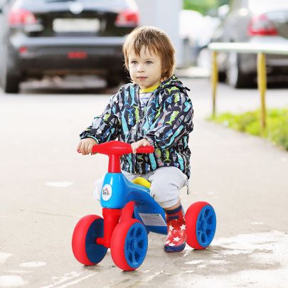 HOMCOM Toddler Training Walker Balance Ride-On Toy with Rubber Wheels Blue