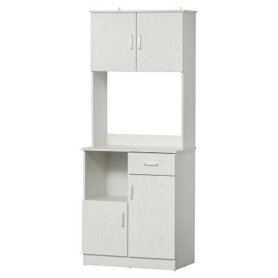  Modern Kitchen Pantry Cupboard Kitchen Storage Cabinet w/ Drawer and Shelves, 71W x 41D x 178Hcm