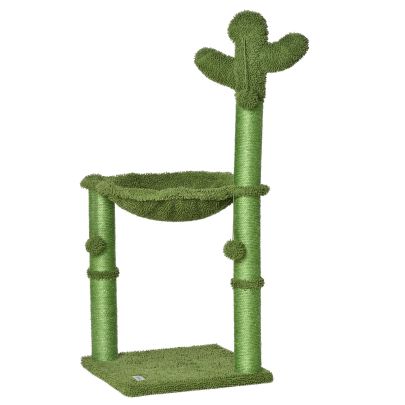  Cat Tree Tower Cactus Shape w/ Scratching Post Hammock Bed Ball Kitten Toy