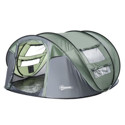  4-5 Person Pop-up Camping Tent Waterproof Family Tent Grey