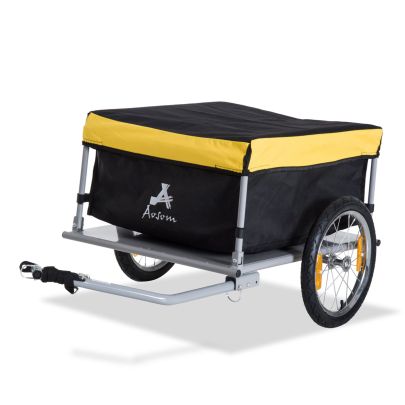  Steel Frame Bike Cargo Trailer Storage Cart and Luggage Trailer with Hitch Yellow
