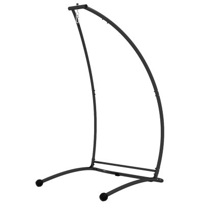 Outsunny Hammock Chair Stand, C Shape Hanging Heavy Duty Metal Frame Hammock Stand for Hanging Hammock Air Porch Swing Chair, Indoor & Outdoor Use, Black