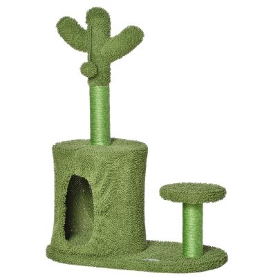  Cat Tree Tower Cactus Shape w/ Scratching Post Condo Perch Ball Kitten Toy
