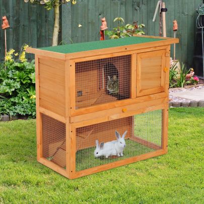  Wooden 90cm 2 Tiers Guinea Pigs Hutches