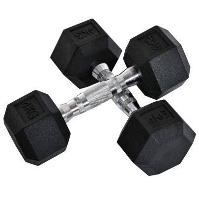  2x4kg Rubber Dumbbell Sports Hex Weights Sets Home Gym Fitness Dumbbell Kit