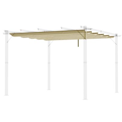Outsunny Retractable Pergola Shade Cover, Replacement Canopy Fabric for 3 x 3 (m) Pergola, Gazebo Retractable Roof, Beige