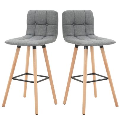  Bar stool Set of 2 Armless Button-Tufted Counter Chairs Wood Legs, Grey