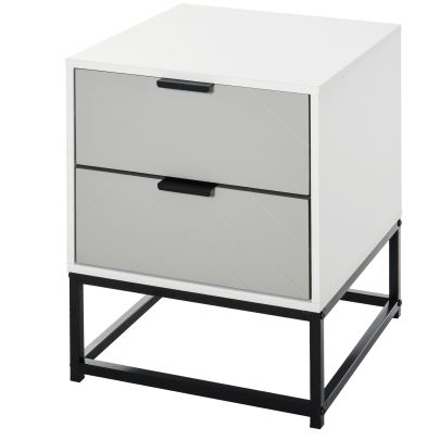  Steel Elevated 2-Drawer Bedside Cabinet White