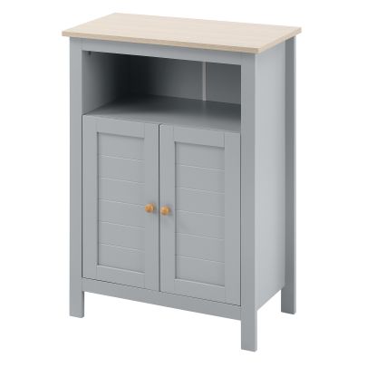 kleankin Bathroom Floor Cabinet Free Standing Unit with Doors & Adjustable Shelf Grey