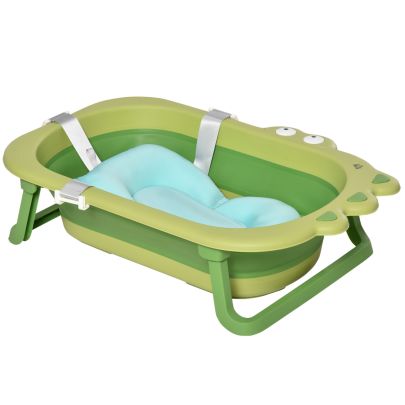  Ergonomic Baby Bath Tub for Toddler with Baby Cushion for 0-3 Years Green