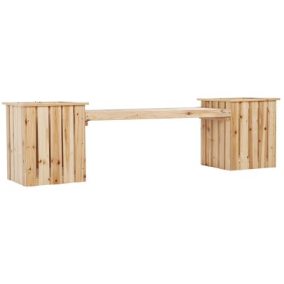 Outsunny Wooden Planters & Bench Combination, Flower Pot Planter Box with Garden Bench for Patio, Park and Deck, 192 x 43 x 50 cm, Natural