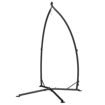 Outsunny Hammock Chair Stand, Hanging Heavy Duty Metal Frame Hammock Stand with Chain, for Hanging Hammock Air Porch Swing Chair, Egg Cahir, Indoor & Outdoor Use, Black