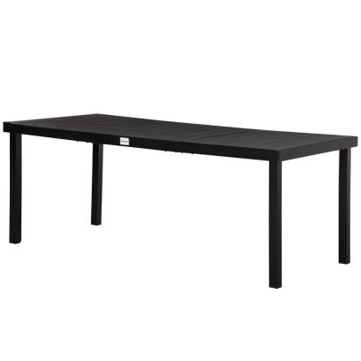 Outsunny Aluminium Outdoor Garden Dining Table for 8 People, Faux Wood Top, for Garden, Lawn, Patio, 190 x 90 x 74cm, Black