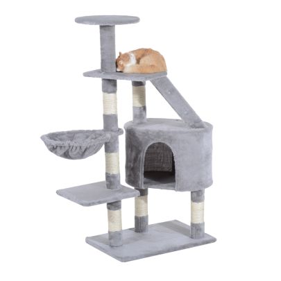  Cat Tree Kitten Scratching Post Activity Center Play House Pet Furniture 125cm (Grey)