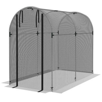 Outsunny Galvanised Steel Fruit Cage, Plant Protection Tent with Zipped Door, 1.2 x 2.4 x 1.9m, Black