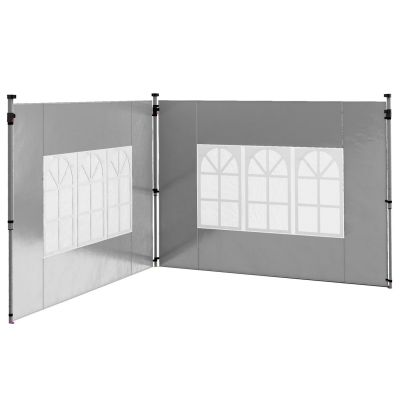 Outsunny Gazebo Side Panels, Sides Replacement with Window for 3x3(m) or 3x4m Pop Up Gazebo, 2 Pack, Grey