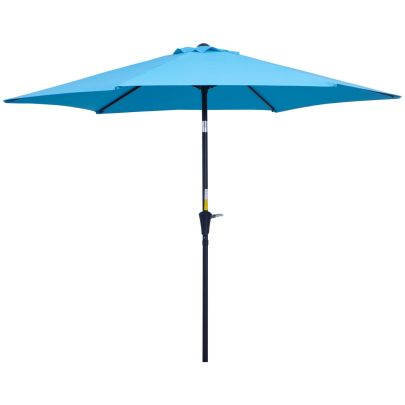 Outsunny 2.7M Patio Tilt Umbrella Sun Parasol Outdoor Garden Sun Shade Aluminium Frame with Crank?Blue?